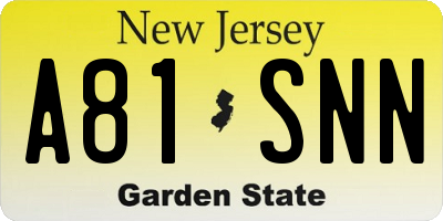 NJ license plate A81SNN
