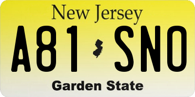 NJ license plate A81SNO