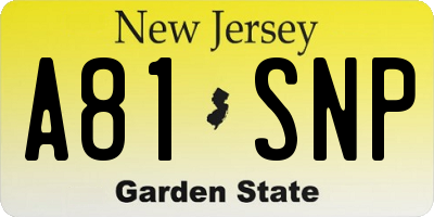 NJ license plate A81SNP