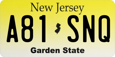 NJ license plate A81SNQ