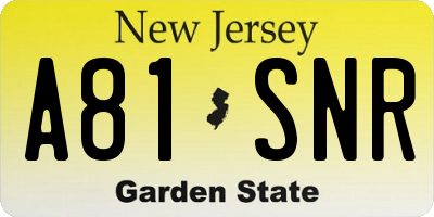 NJ license plate A81SNR