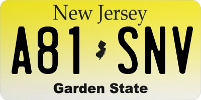NJ license plate A81SNV