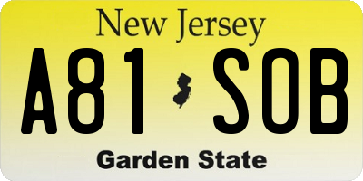 NJ license plate A81SOB