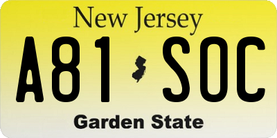 NJ license plate A81SOC