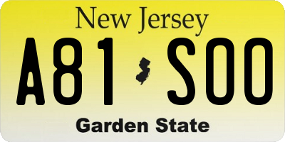 NJ license plate A81SOO