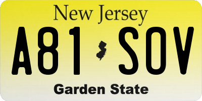 NJ license plate A81SOV