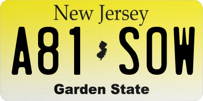 NJ license plate A81SOW
