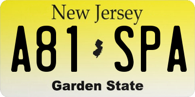 NJ license plate A81SPA