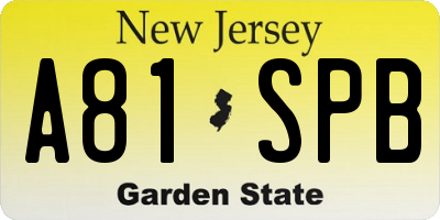 NJ license plate A81SPB