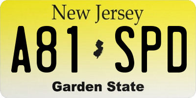 NJ license plate A81SPD