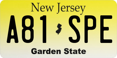 NJ license plate A81SPE