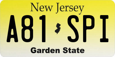 NJ license plate A81SPI