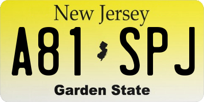 NJ license plate A81SPJ