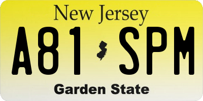 NJ license plate A81SPM
