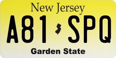 NJ license plate A81SPQ