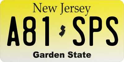 NJ license plate A81SPS