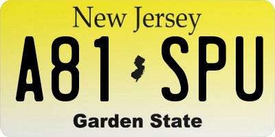NJ license plate A81SPU