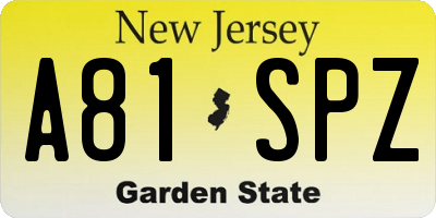 NJ license plate A81SPZ