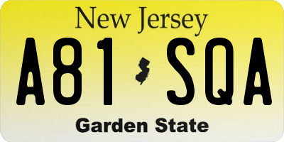 NJ license plate A81SQA