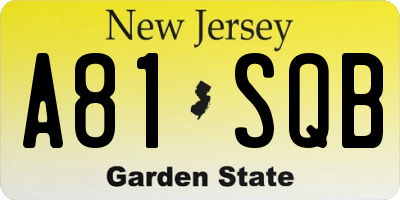 NJ license plate A81SQB