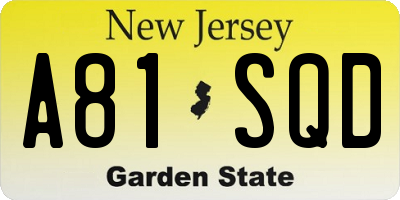 NJ license plate A81SQD