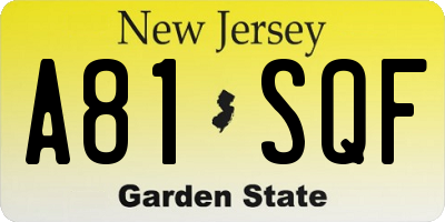 NJ license plate A81SQF