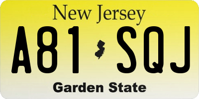 NJ license plate A81SQJ