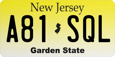NJ license plate A81SQL