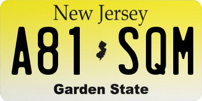 NJ license plate A81SQM