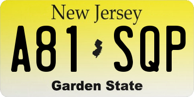 NJ license plate A81SQP
