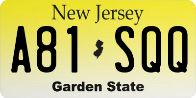 NJ license plate A81SQQ