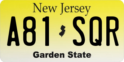 NJ license plate A81SQR