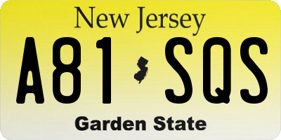NJ license plate A81SQS