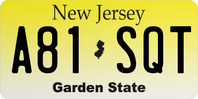 NJ license plate A81SQT