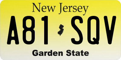 NJ license plate A81SQV