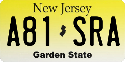NJ license plate A81SRA