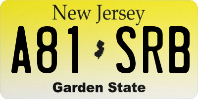 NJ license plate A81SRB