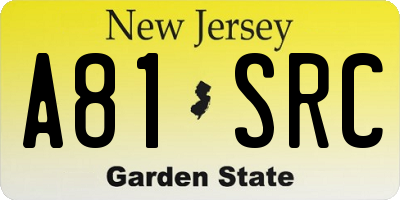 NJ license plate A81SRC