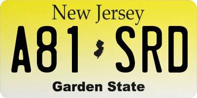 NJ license plate A81SRD