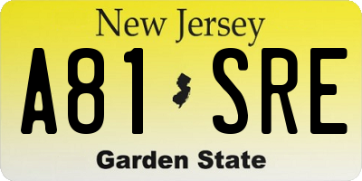 NJ license plate A81SRE