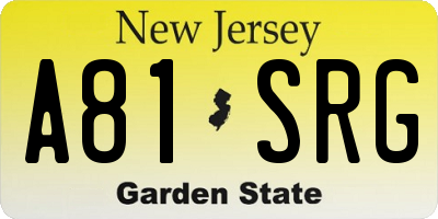 NJ license plate A81SRG