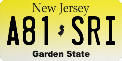 NJ license plate A81SRI