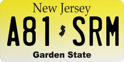 NJ license plate A81SRM