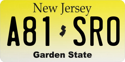 NJ license plate A81SRO