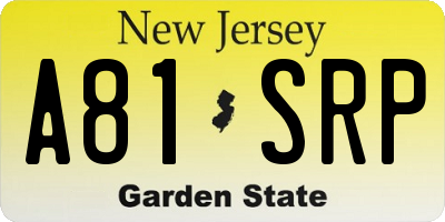 NJ license plate A81SRP