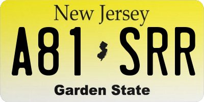 NJ license plate A81SRR