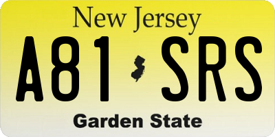 NJ license plate A81SRS