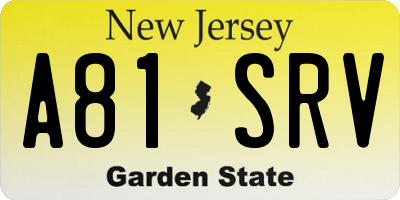 NJ license plate A81SRV