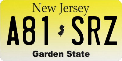 NJ license plate A81SRZ