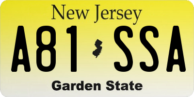 NJ license plate A81SSA